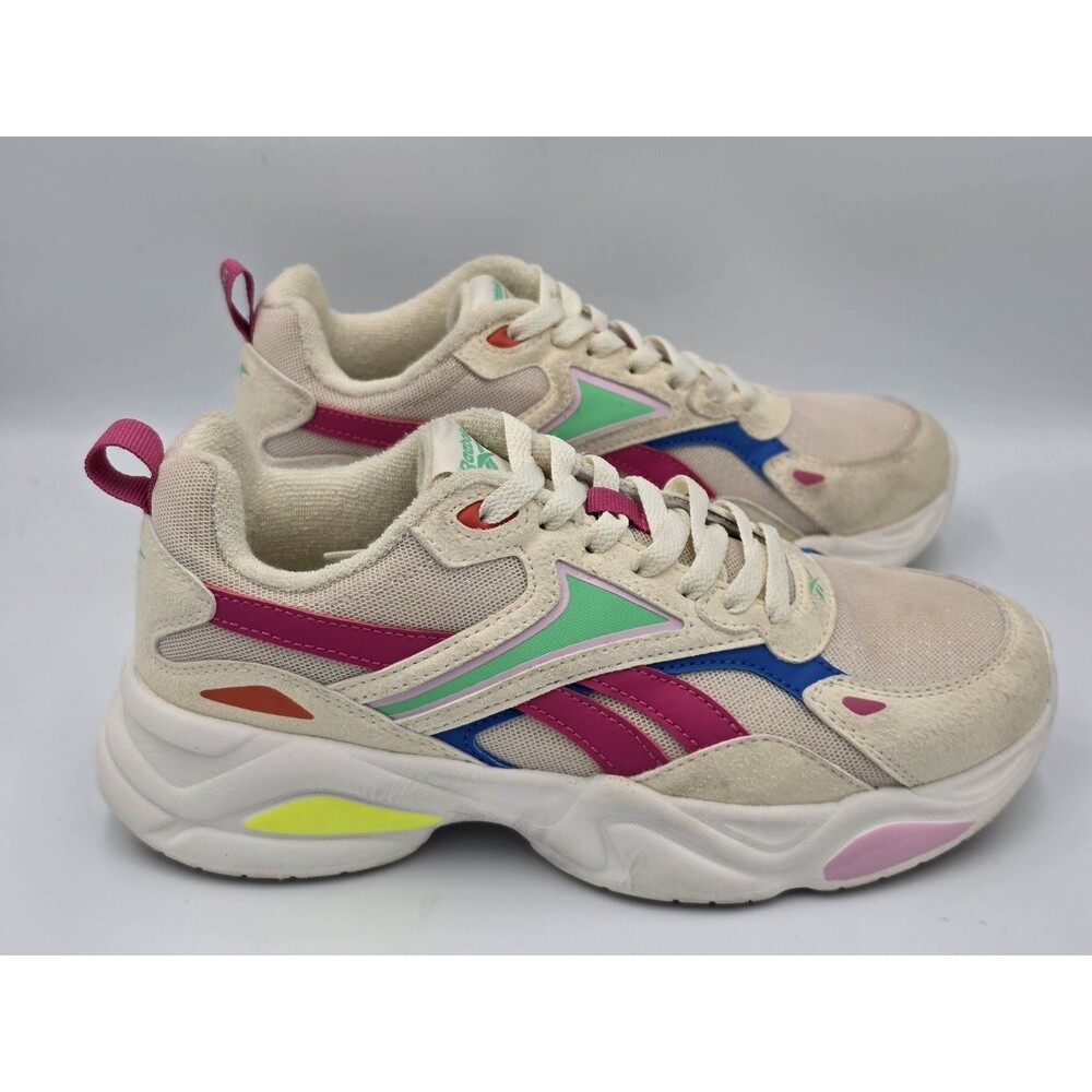 Reebok Charge Women's Size 7 Running Shoes Beige Pink Athletic Chunky Sneakers